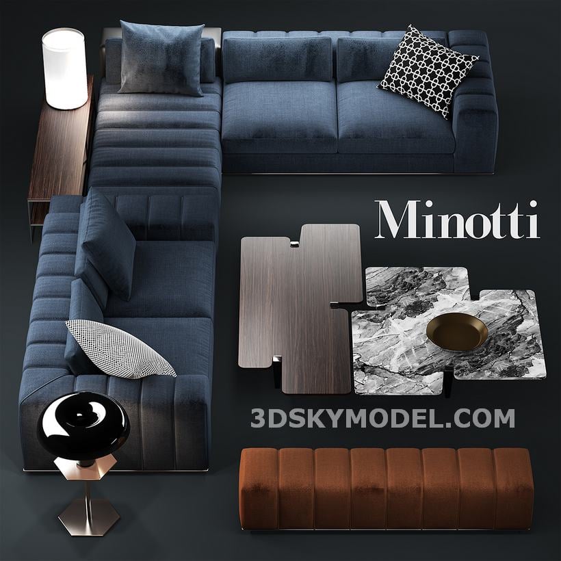 3dSkyHost: Sofa minotti freeman seating system - 3D Model Free