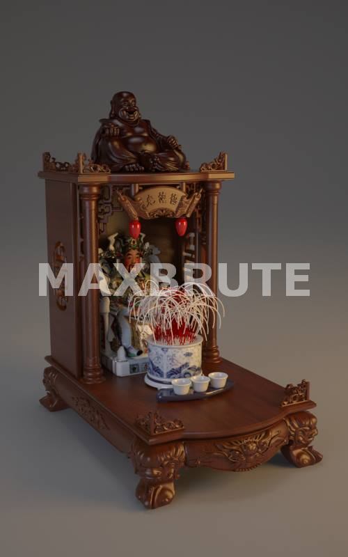 bàn thờ ông địa 3dmax - Maxbrute Furniture Visualization