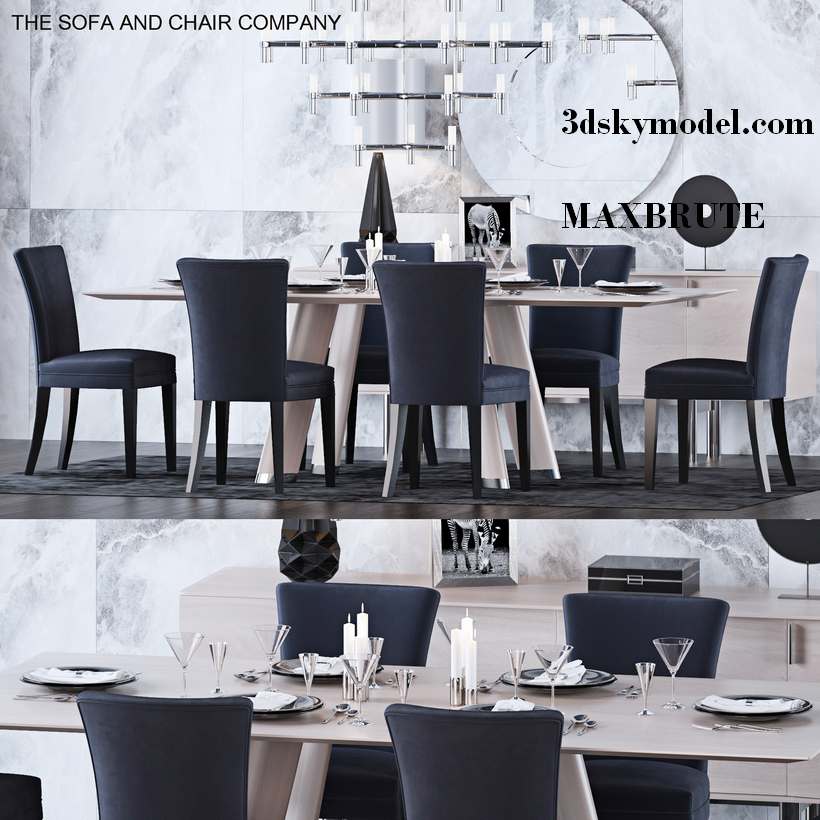 3dSkyHost: Luxury dining table and chairs - 3D Model Free