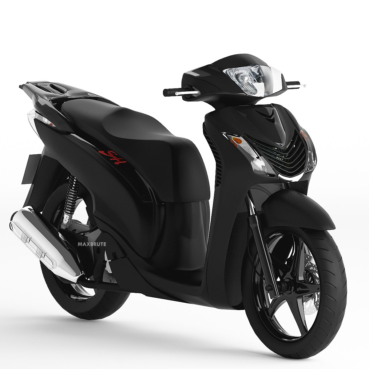 Motorcycle xe máy 3dsmax Sketchup SH 150i Black đen mờ - Maxbrute