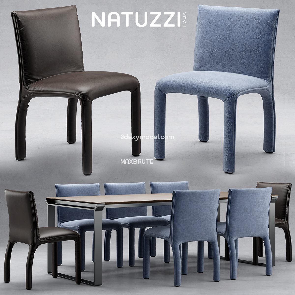 3dSkyHost: Natuzzi HEDI chair and table 3dmodel 3dsmax