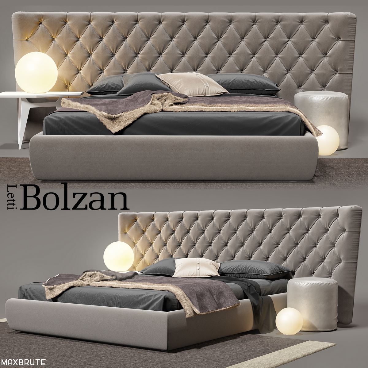 3dSkyHost: Bolzan Selene large bed 3dmodel