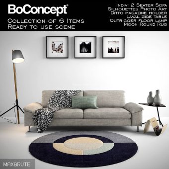 Boconcept Indivi 2 Seater  with full scene sofa 3dmodel  211