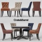 Crate&Barrel  Cecelia Dining  Avalon 45 Black Roun  Extension Dining Table & chair 273