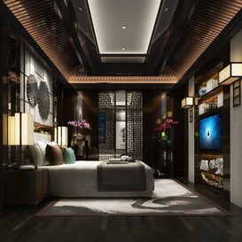 3d66 Bed room  C003-chinese-style  download  free  3dsmax