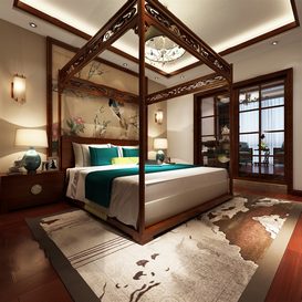 3d66 Bed room  C026-chinese-style  download  free  3dsmax