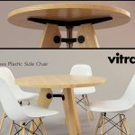 eames plastic side  wood DSW Table & chair 2