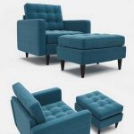 Empress Upholstered armchair and ottoma in Azure   451