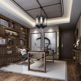 3d66 study-room-C013-chinese-style -Download  free -3d Models Maxbrute