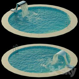Swimming pool with waterfall 3d model Download Maxbrute Furniture Visualization