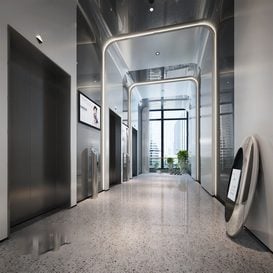 Elevator Lobby Aisle 1402 download free 3d model 3dsmax maxbrute