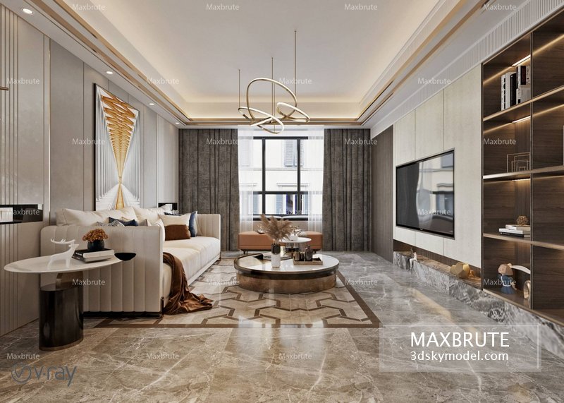 Living room vol1 2022 3d model 3dsmax Download -Buy -Maxbrute Furniture